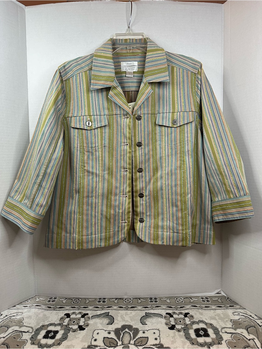 Christopher & Banks Women’s L Striped Jacket NWT Multicolor Comfort Stretch